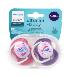 AVENT CHUPETE ULTRA AIR HAPPY 6-18 MESES NIÑA 2 UNIDADES 2