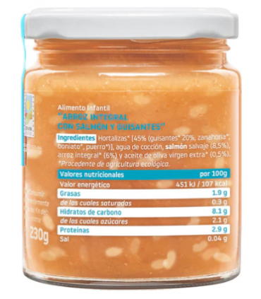 SMILEAT CACHITOS ARROZ SALMON Y GUISANTES 230G Inicio y  - SMILEAT