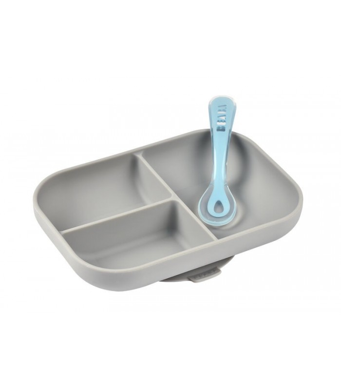 BEABA PLATO DIVIDIDO SILICONA GRIS Inicio y  - BEABA