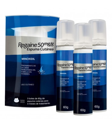 REGAINE 50 MG-G ESPUMA CUTANEA 3 AEROSOLES 60 G Capilar y Dermatologia - JOHNSON AND JOHNSON