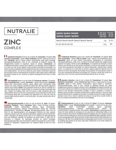 NUTRALIE ZINC+VITAMINA B6 120 CAPSULAS Inicio y  - NUTRALIE