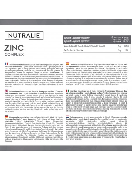 NUTRALIE ZINC+VITAMINA B6 120 CAPSULAS Inicio y  - NUTRALIE