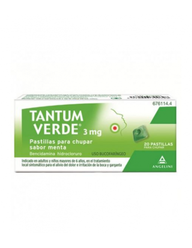 TANTUM VERDE 3MG 20 PASTILLAS PARA CHUPAR MENTA