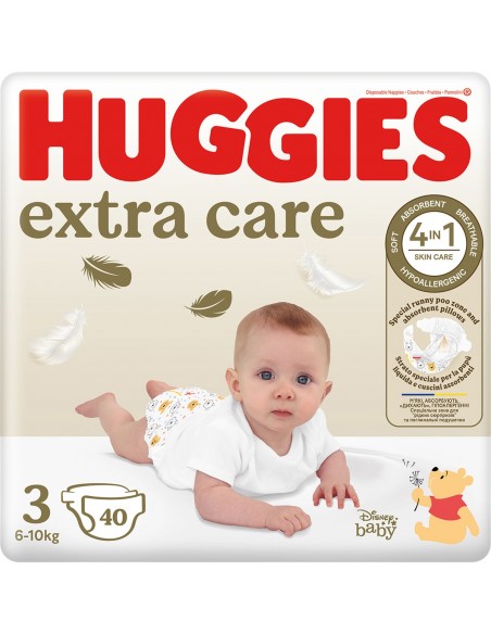HUGGIES EXTRA CARE TALLA 3 5-9KG 40U Pañales y toallitas y Higiene bebé - HUGGIES