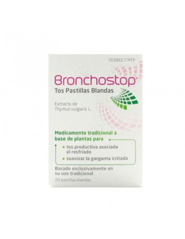 BRONCHOSTOP TOS 20 PASTILLAS Tos y mucosidad y Resfriado, tos y Gripe - PERRIGO