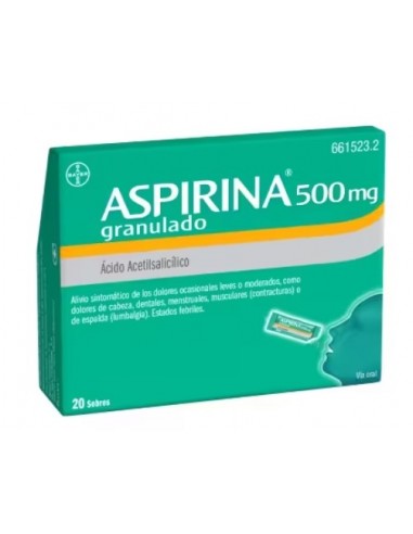 ASPIRINA 500 MG 20 SOBRES GRANULADO Analgesicos y Analgésico y Antiinflamatorio - BAYER