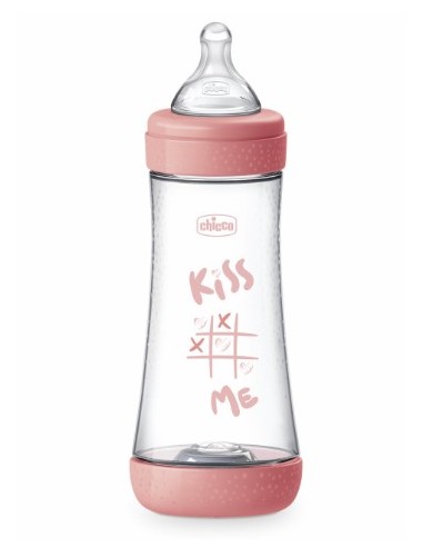 CHICCO PERFECT BIBERON SILICONA ROSA 4+M 300ML Biberones y Cuidado del bebe - CHICCO
