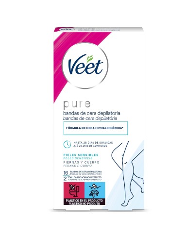 VEET PURE BANDAS DE CERA DEPILATORIA CORPORAL 16 UNIDADES Inicio y  - VEET