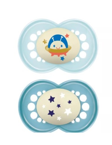 MAM CHUPETE SILICONA ORIGINAL NIGHT AZUL +6M 2UDS Bebé y mamá y Inicio - MAM