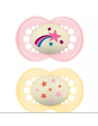 MAM CHUPETE SILICONA ORIGINAL NIGHT ROSA +6M 2UDS Bebé y mamá y Inicio - MAM