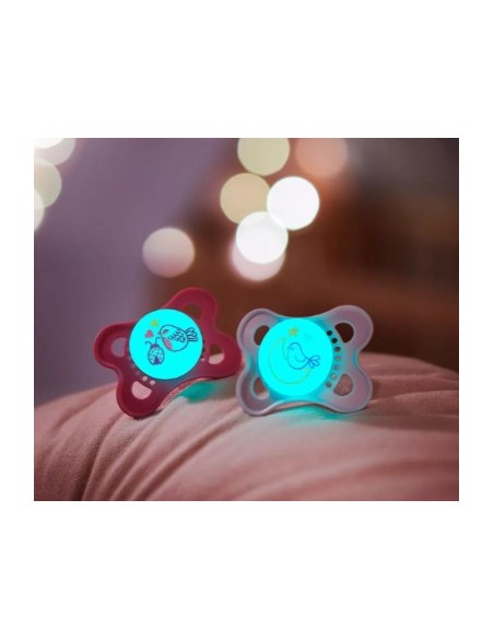 MAM CHUPETE SILICONA ORIGINAL NIGHT NIÑA 2-6M 2UDS Bebé y mamá y Inicio - MAM