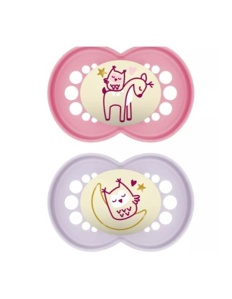 MAM ORIGINAL PURE NIGHT CHUPETE NIÑA SILICONA +6M 2 UNIDADES Bebé y mamá y Inicio - MAM