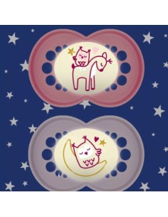 MAM ORIGINAL PURE NIGHT CHUPETE NIÑA SILICONA +6M 2 UNIDADES Bebé y mamá y Inicio - MAM 2