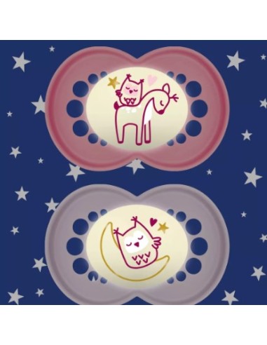 MAM ORIGINAL PURE NIGHT CHUPETE NIÑA SILICONA +6M 2 UNIDADES Bebé y mamá y Inicio - MAM