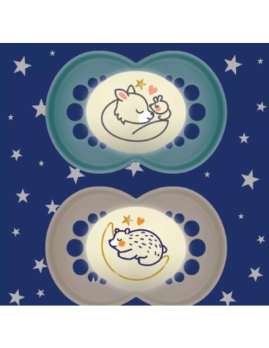 MAM ORIGINAL PURE NIGHT CHUPETE NIÑO SILICONA +6M 2 UNIDADES Bebé y mamá y Inicio - MAM