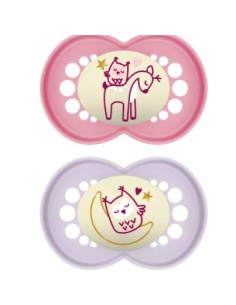 MAM ORIGINAL PURE NIGHT CHUPETE NIÑA SILICONA +6M 2 UNIDADES Bebé y mamá y Inicio - MAM