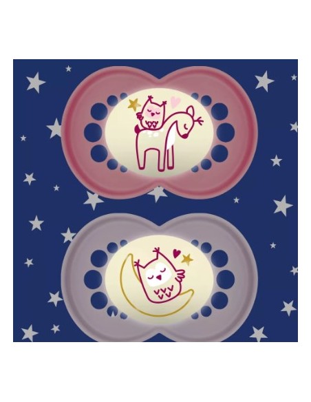 MAM ORIGINAL PURE NIGHT CHUPETE NIÑA SILICONA +6M 2 UNIDADES Bebé y mamá y Inicio - MAM