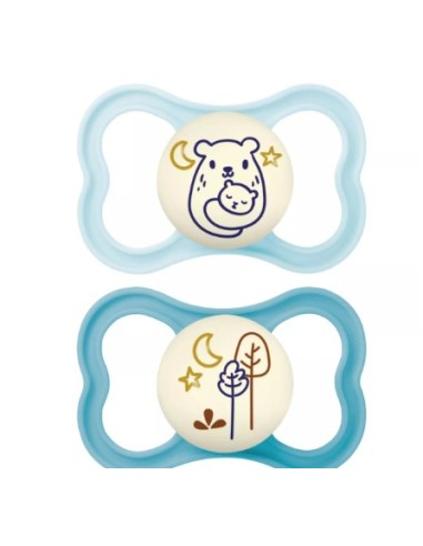 MAM CHUPETE SILICONA AIR NIGHT AZUL +6M 2UDS Bebé y mamá y Inicio - MAM