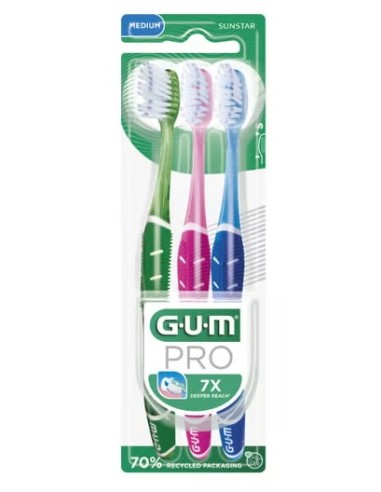 GUM PRO 528 CEPILLO COMPACT MEDIUM 3 UNIDADES Higiene Bucal y Higiene - GUM