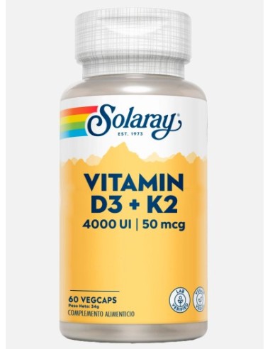 SOLARAY VITAMINA D3+K2 120 CAPS 4000UI Inicio y  - SOLARAY