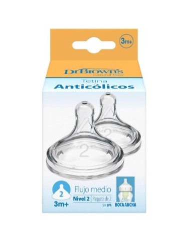 DR BROWN'S TETINA BOCA ANCHA NIVEL 2 +3M 2UDS Bebé y mamá y Inicio - DR BROWNS