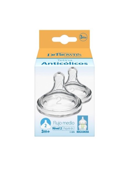 DR BROWN'S TETINA BOCA ANCHA NIVEL 2 +3M 2UDS Bebé y mamá y Inicio - DR BROWNS