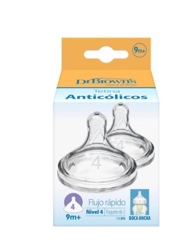 DR BROWN'S TETINA BOCA ANCHA NIVEL 4 +9M 2UDS Bebé y mamá y Inicio - DR BROWNS