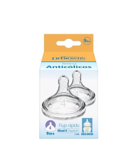 DR BROWN'S TETINA BOCA ANCHA NIVEL 4 +9M 2UDS Bebé y mamá y Inicio - DR BROWNS