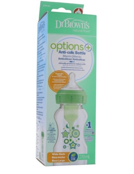 DR BROWNS BIBERON SILICONA BOCA ANCHA VERDE 270 ML Bebé y mamá y Inicio - DR BROWNS