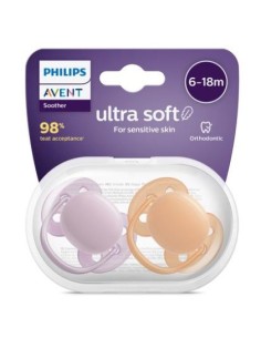 AVENT ULTRA SOFT CHUPETE SILICONA 6-18 MESES LILA 2 UNIDADES Chupetes y Accesorios del bebe - AVENT 2