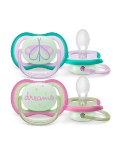 AVENT CHUPETE ULTRA AIR NIGHTTIME 0-6 MESES NIÑA 2 UNIDADES Bebé y mamá y Inicio - AVENT