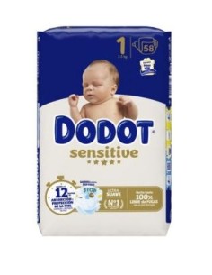 DODOT SENSITIVE PAÑAL INFANTIL T1 2-5 KG 58 UNIDADES Pañales y toallitas y Higiene bebé - DODOT