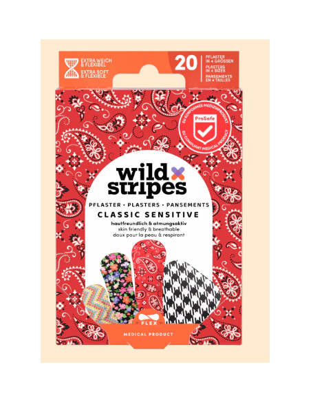 WILD STRIPES TIRITAS CLASICAS SENSIBLES 20 UNIDADES Tiritas y Golpes y heridas - WILD STRIPES