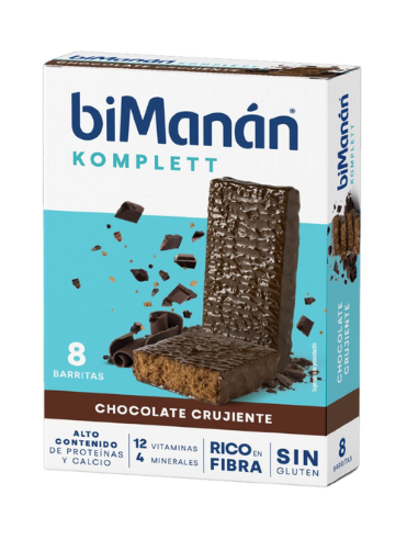 BIMANAN KOMPLETT BARRITA CHOCOLATE CRUJIENTE 8 UNIDADES Dietetica y Inicio - BIMANAN