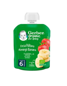 GERBER POUCH ORGANIC FRESA PLATANO 90 G Inicio y  - NESTLE ESPAÑA