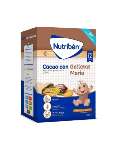 NUTRIBEN CACAO CON GALLETAS MARIA 500 G Bebé y mamá y Inicio - NUTRIBEN