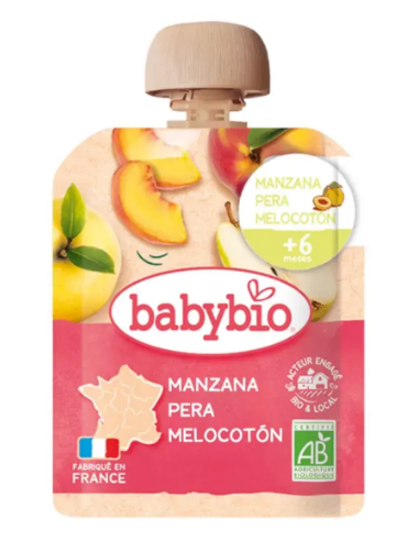 BABYBIO POUCH MANZANA PERA MELOCOTON +6M 1 UNIDAD Inicio y  - 