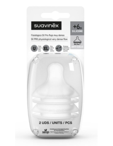 SUAVINEX TETINA FISIOLÓGICA SILICONA XL 2 UNIDADES