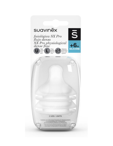 SUAVINEX TETINA FISIOLOGICA SX PRO SILICONA +6M 2 UNIDADES