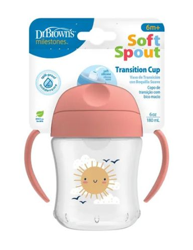 DR BROWNS VASO TRANSICION SUAVE ROSA 180ML