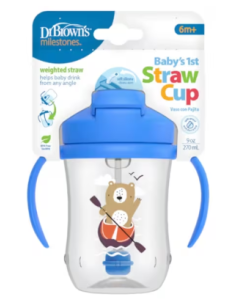 DR BROWN'S MI PRIMER VASO CON PAJITA AZUL OSO 270 ML