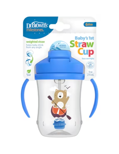DR BROWN'S MI PRIMER VASO CON PAJITA AZUL OSO...