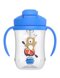 DR BROWN'S MI PRIMER VASO CON PAJITA AZUL OSO 270 ML 2