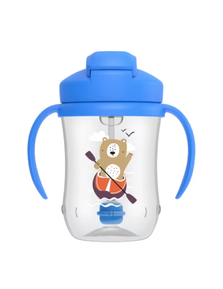 DR BROWN'S MI PRIMER VASO CON PAJITA AZUL OSO 270 ML