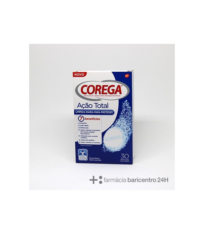 COREGA ACCION TOTAL LIMPIEZA DIARIA 30 TABLETAS Fijacion y protesis y Higiene Bucal
